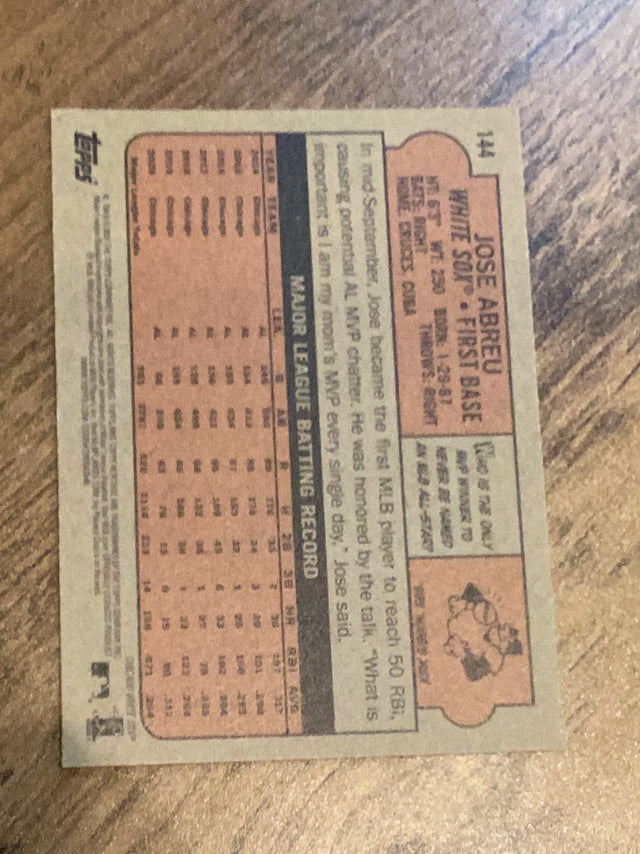 Jose Abreu Chicago White Sox MLB 2021 Topps Heritage 144 Topps