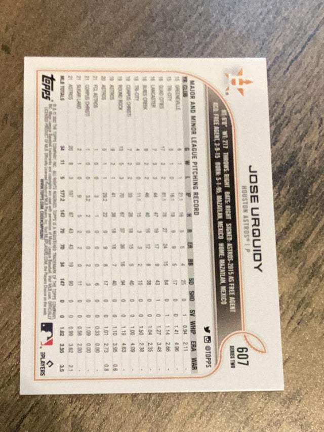 Jose Urquidy Houston Astros MLB 2022 Topps 607 Topps