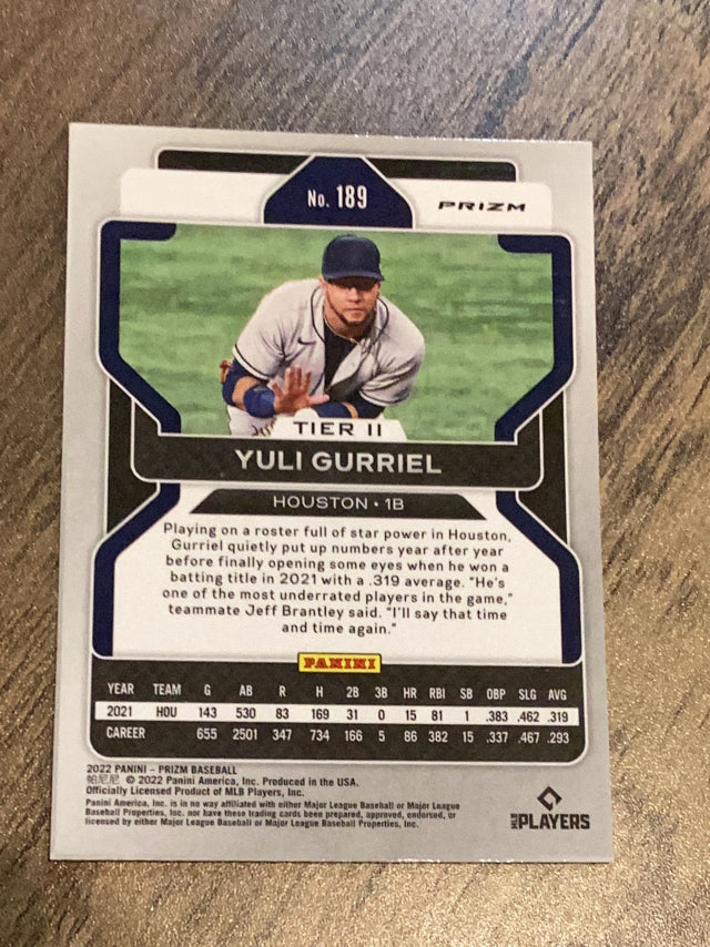 Yuli Gurriel Houston Astros MLB 2022 Panini Prizm: Shimmer Prizm 189 SN7 Panini