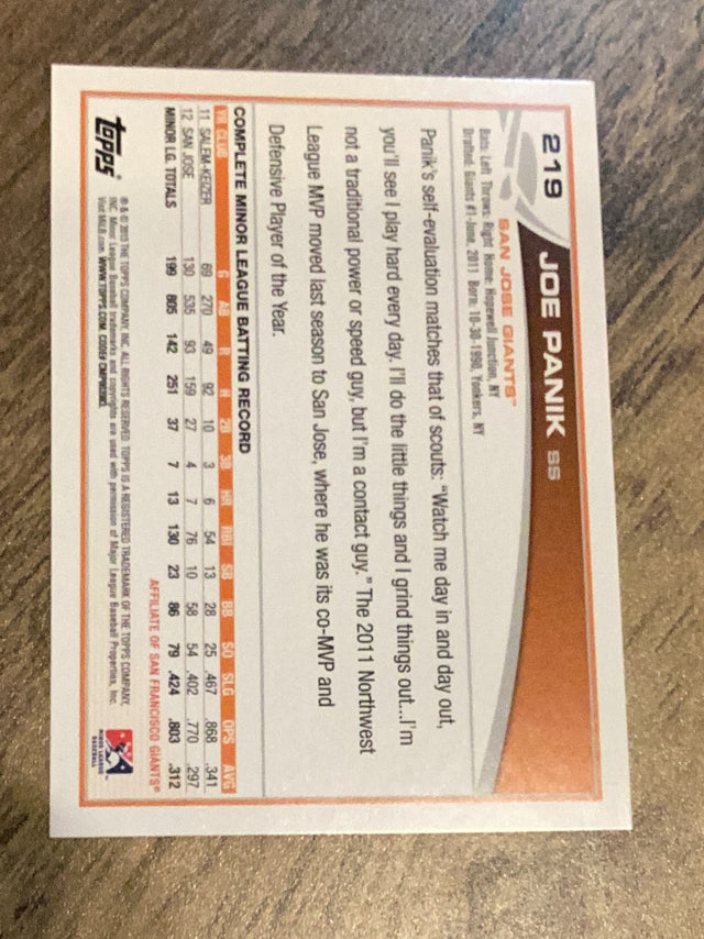 Joe Panik San Jose Giants MLB 2013 Topps Pro Debut 219 Topps