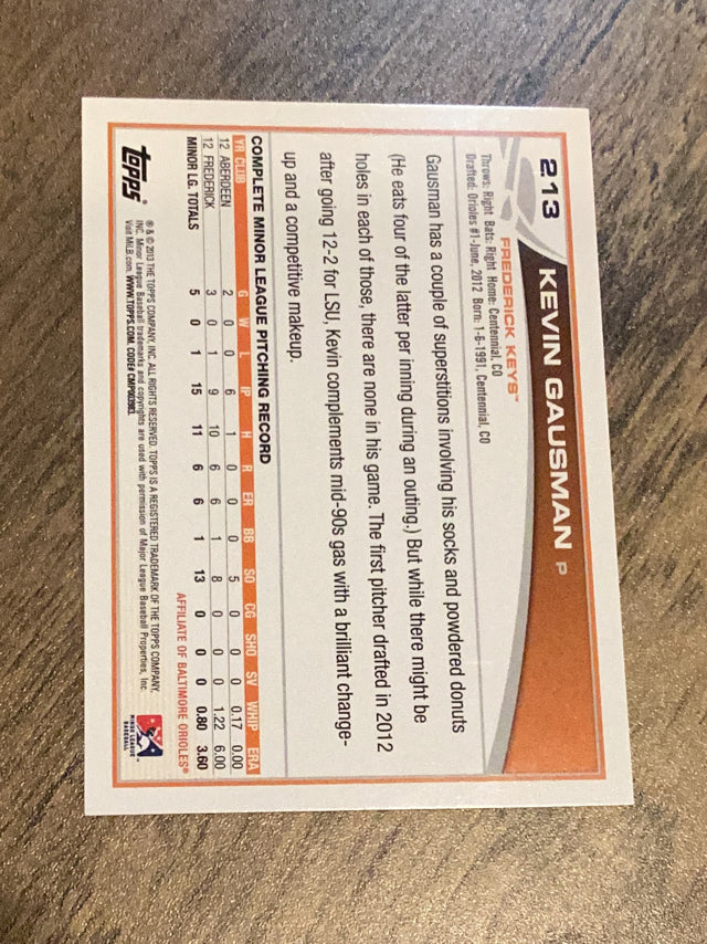 Kevin Gausman Frederick Keys MLB 2013 Topps Pro Debut 213 Topps