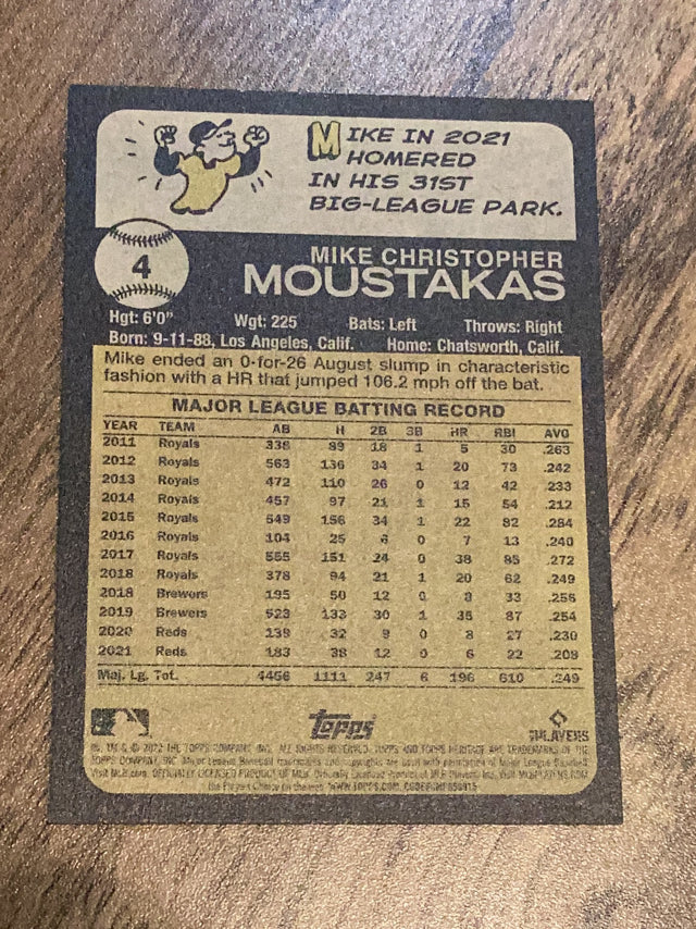 Mike Moustakas Cincinnati Reds MLB 2022 Topps Heritage 4 Topps