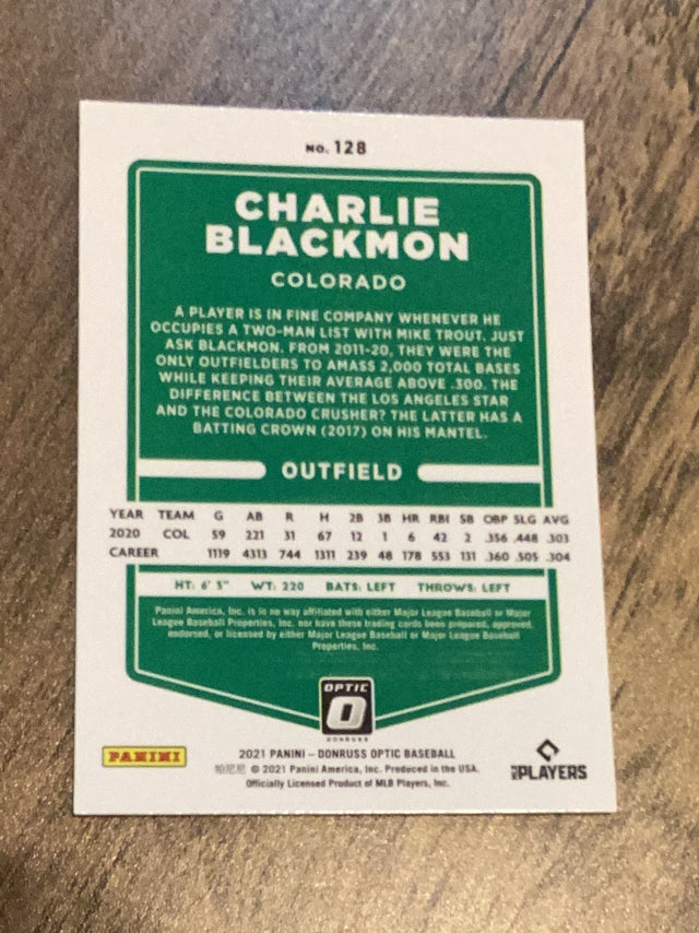 Charlie Blackmon Colorado Rockies MLB 2021 Donruss Optic - Holo 128 Donruss