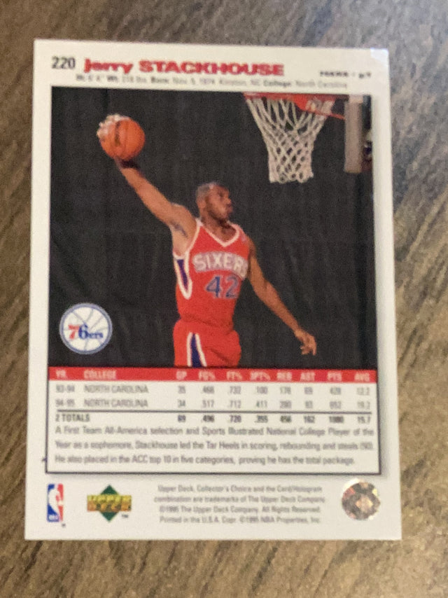 Jerry Stackhouse Philadelphia 76ers NBA 1995-96 Collector's Choice 220 RC Collector's Choice