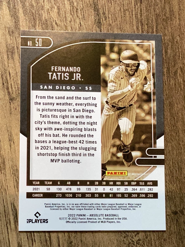 Fernando Tatis Jr. San Diego Padres MLB 2022 Panini Absolute 50 Panini