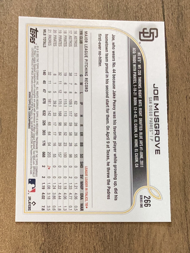 Joe Musgrove San Diego Padres MLB 2022 Topps 266 Topps