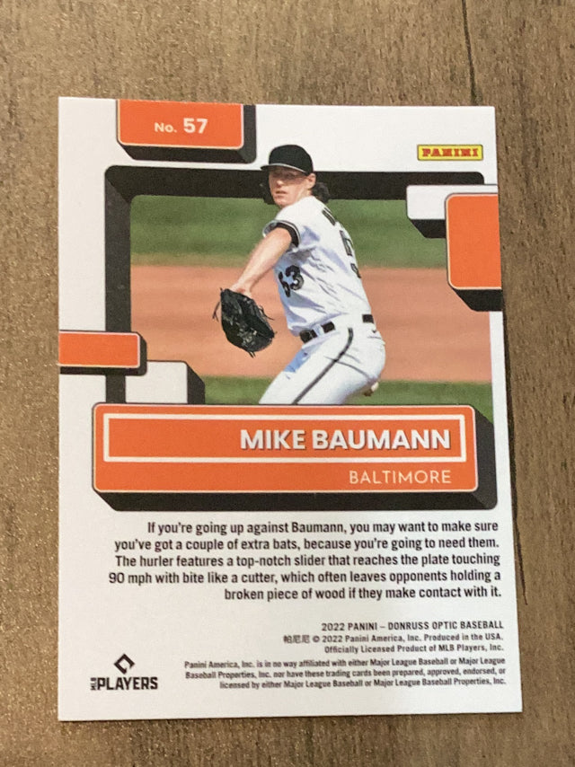 Mike Baumann Baltimore Orioles MLB 2022 Donruss Optic 57 RC, RR Donruss