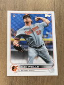 Alex Wells Baltimore Orioles MLB 2022 Topps 118b RC, VAR\nVAR: Factory set, Large RC logo variation