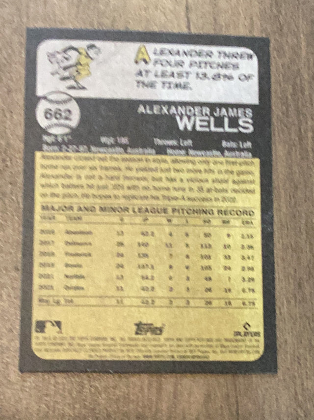 Alexander Wells Baltimore Orioles MLB 2022 Topps Heritage 662 RC Topps