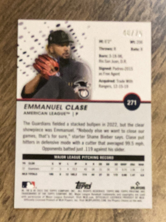 Emmanuel Clase Cleveland Guardians MLB 2023 Topps - Royal Blue 117 Topps