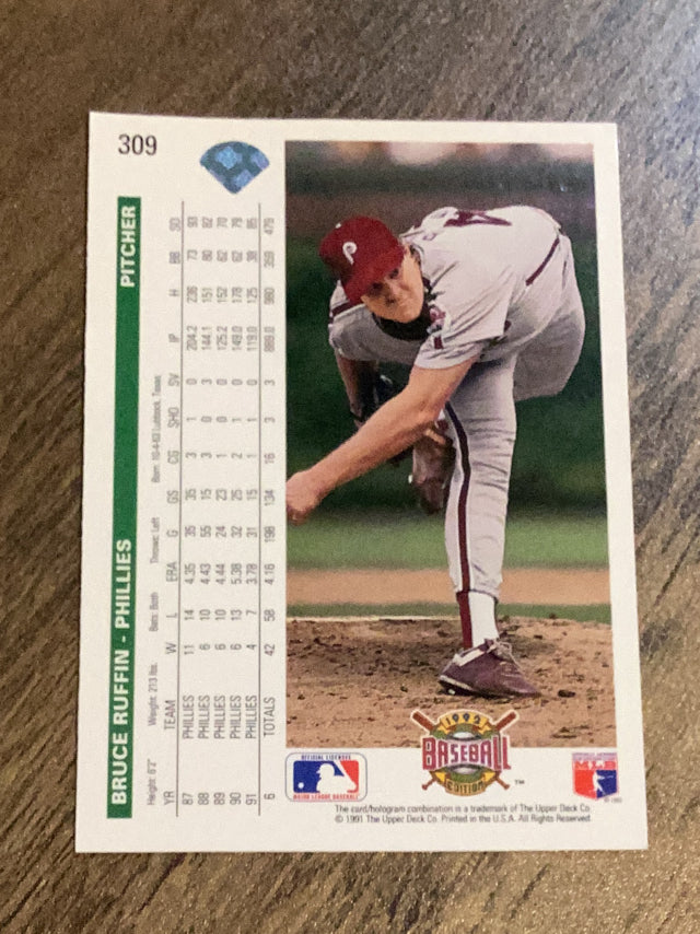 Bruce Ruffin Philadelphia Phillies MLB 1992 Upper Deck 309 Upper Deck