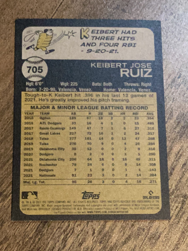 Keibert Ruiz Washington Nationals MLB 2022 Topps Heritage 705 SP Topps