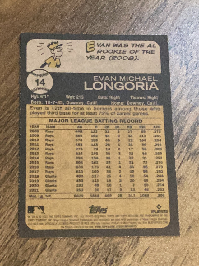 Evan Longoria San Francisco Giants MLB 2022 Topps Heritage 14 Topps