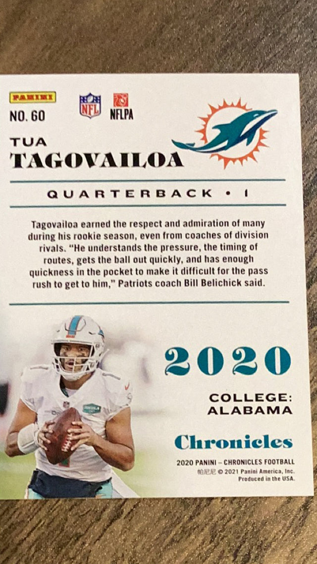 Tua Tagovailoa Miami Dolphins NFL 2020 Panini Chronicles - Purple 60 SN49 Panini