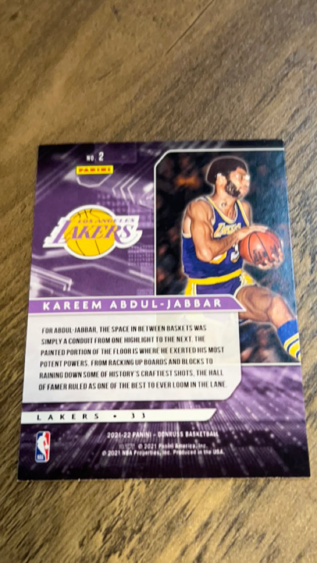 Kareem Abdul-Jabbar Los Angeles Lakers NBA 2021-22 Donruss: Power in the Paint 2 Donruss