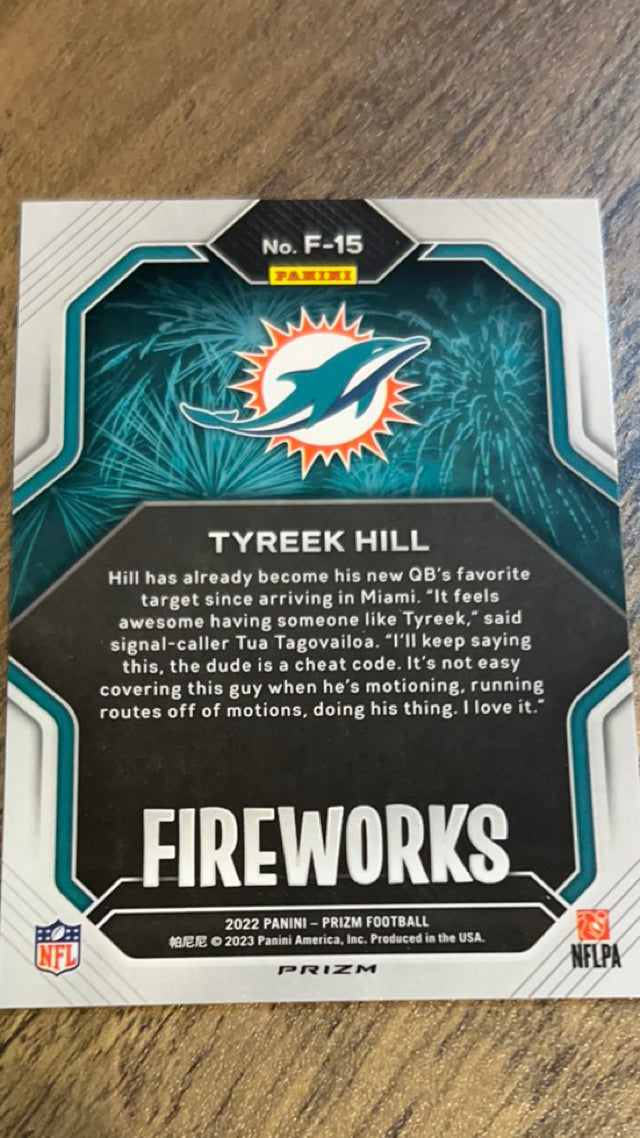 Tyreek Hill Miami Dolphins NFL 2022 Panini Prizm: Fireworks F-15 Panini