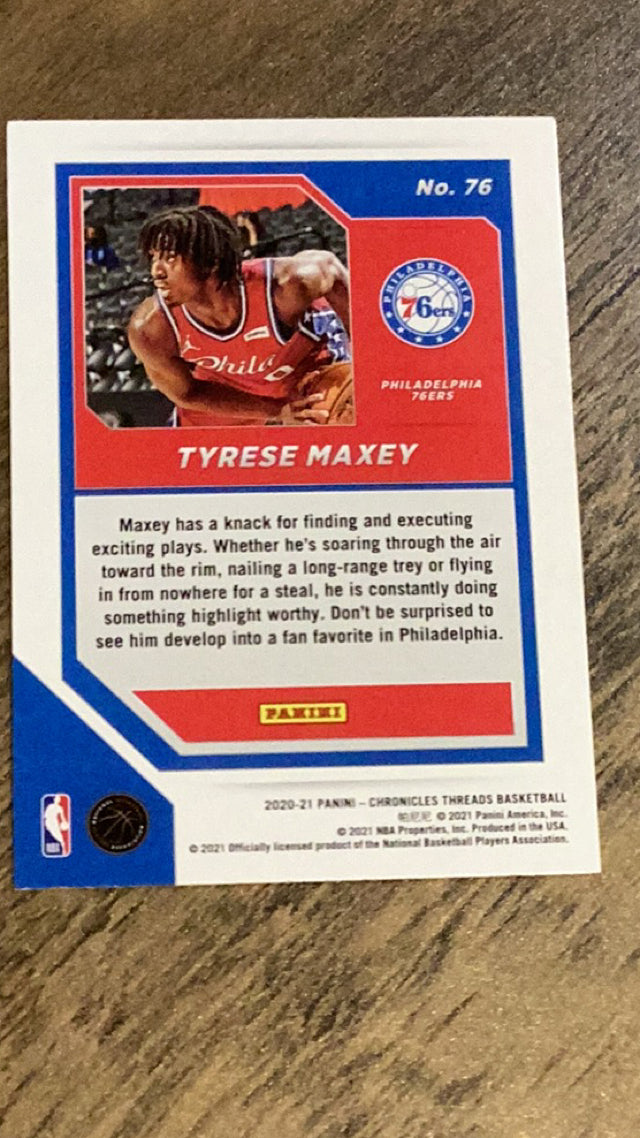 Tyrese Maxey RC
Threads Philadelphia 76ers NBA 2020-21 Panini Chronicles 76 RC, Threads Panini