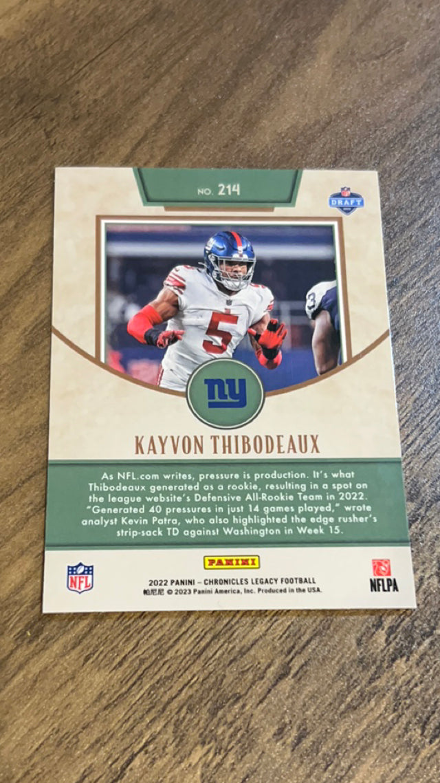 Kayvon Thibodeaux New York Giants NFL 2022 Panini Chronicles - 2022 Panini Legacy Update Rookies 214 ROO Panini