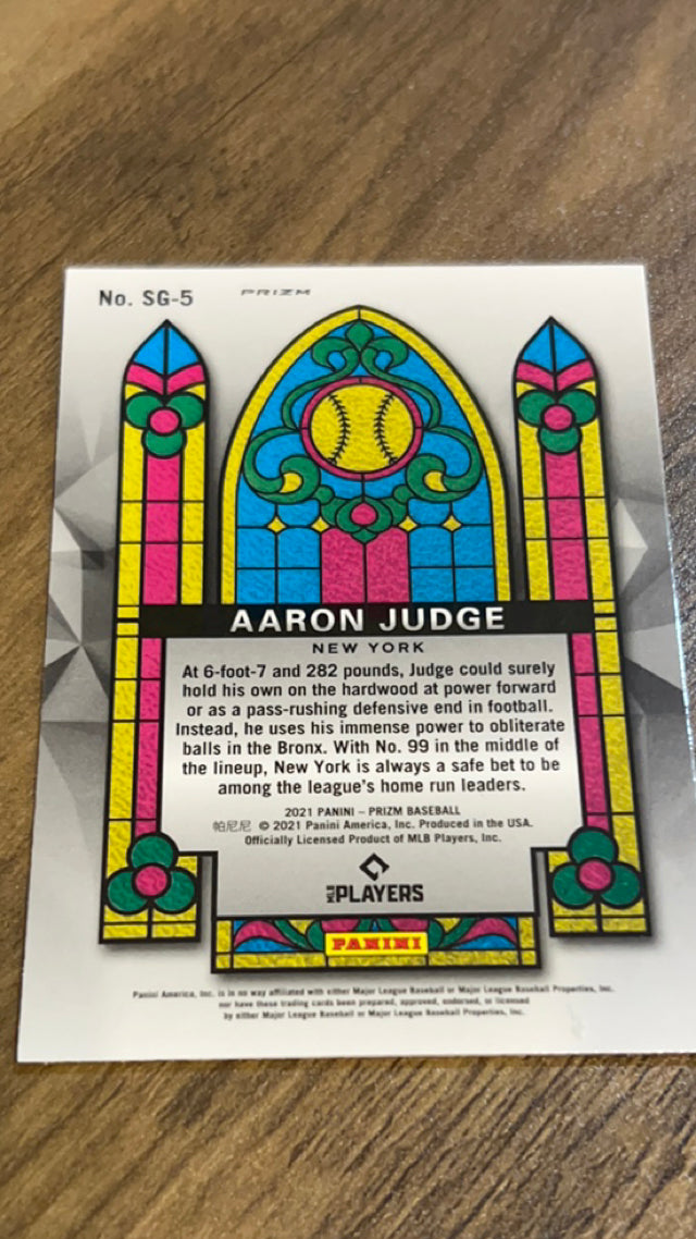 Aaron Judge New York Yankees MLB 2021 Panini Prizm - Stained Glass Carolina Blue Prizm SG-5 Panini