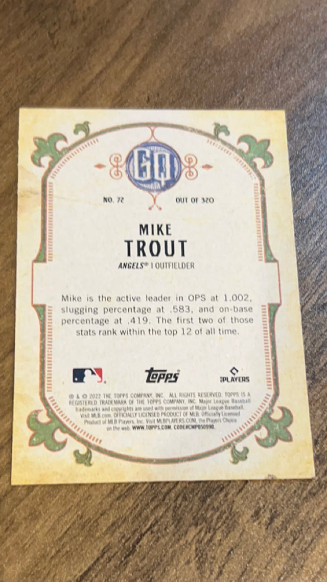 Mike Trout Los Angeles Angels MLB 2022 Topps Gypsy Queen 72 Topps