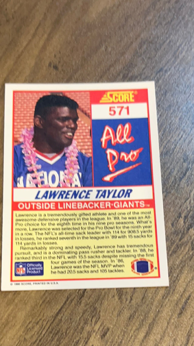 Lawrence Taylor New York Giants NFL 1990 Score 571 AP Panini