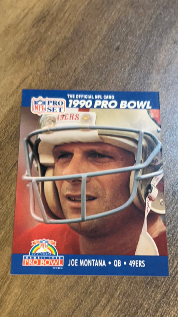 Joe Montana PB
49ers photos used instead of Pro Bowl photos (like rest of subset) San Francisco 49ers NFL 1990 Pro Set 408 PB, 49ers photos used instead of Pro Bowl photos (like rest of subset)