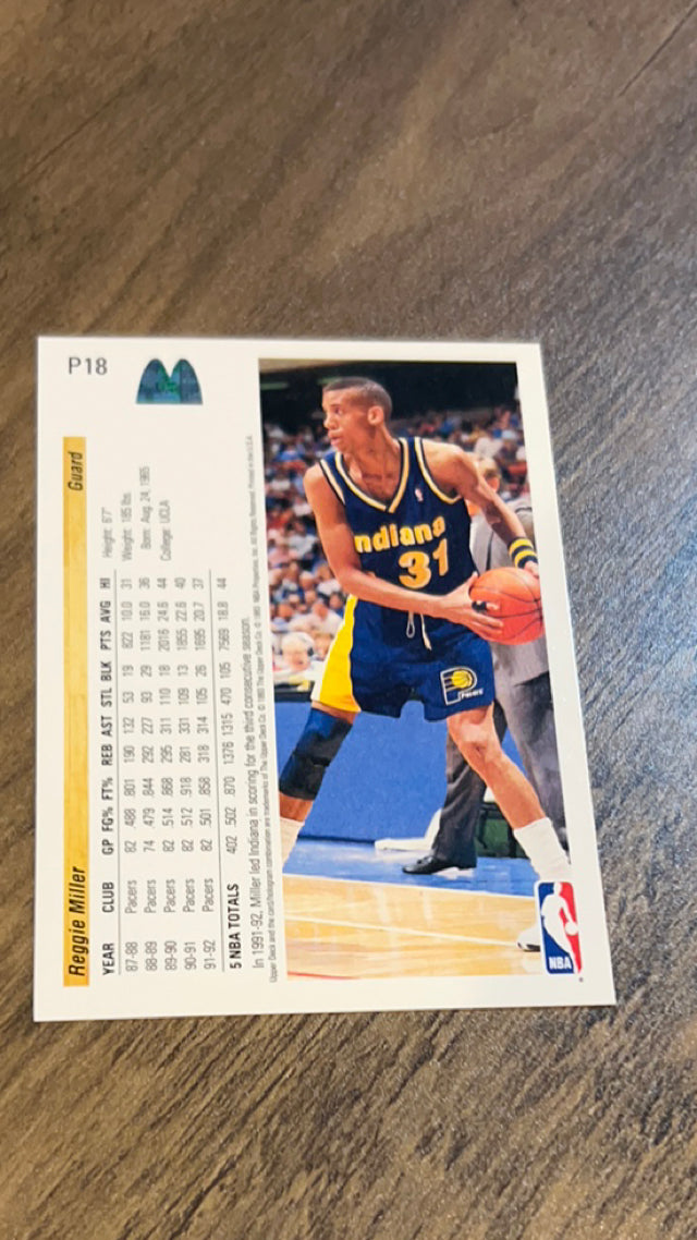 Reggie Miller Indiana Pacers NBA 1992-93 Upper Deck McDonald's P18 Upper Deck