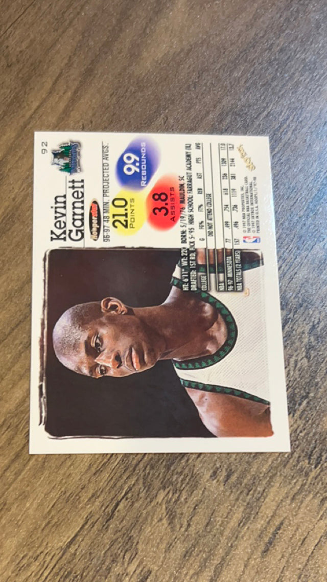 Kevin Garnett Minnesota Timberwolves NBA 1997-98 Hoops 92 Panini