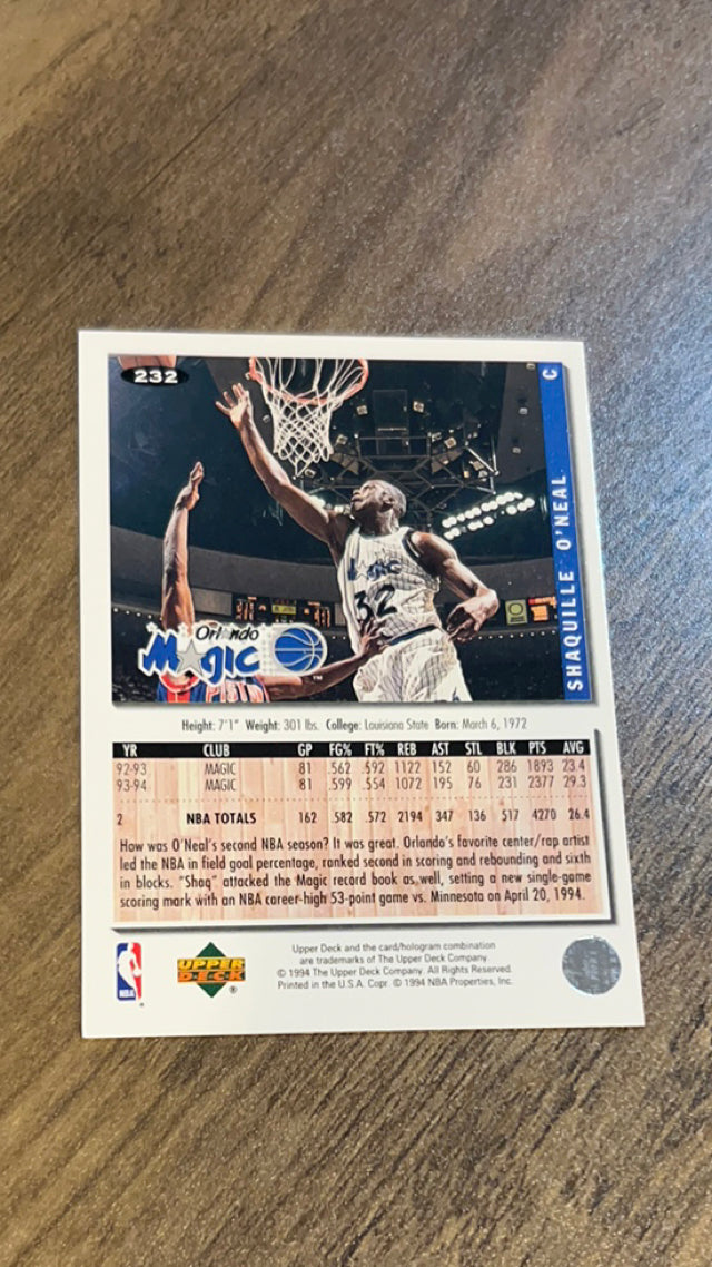 Shaquille O'Neal Orlando Magic NBA 1994-95 Collector's Choice 232 Collector's Choice