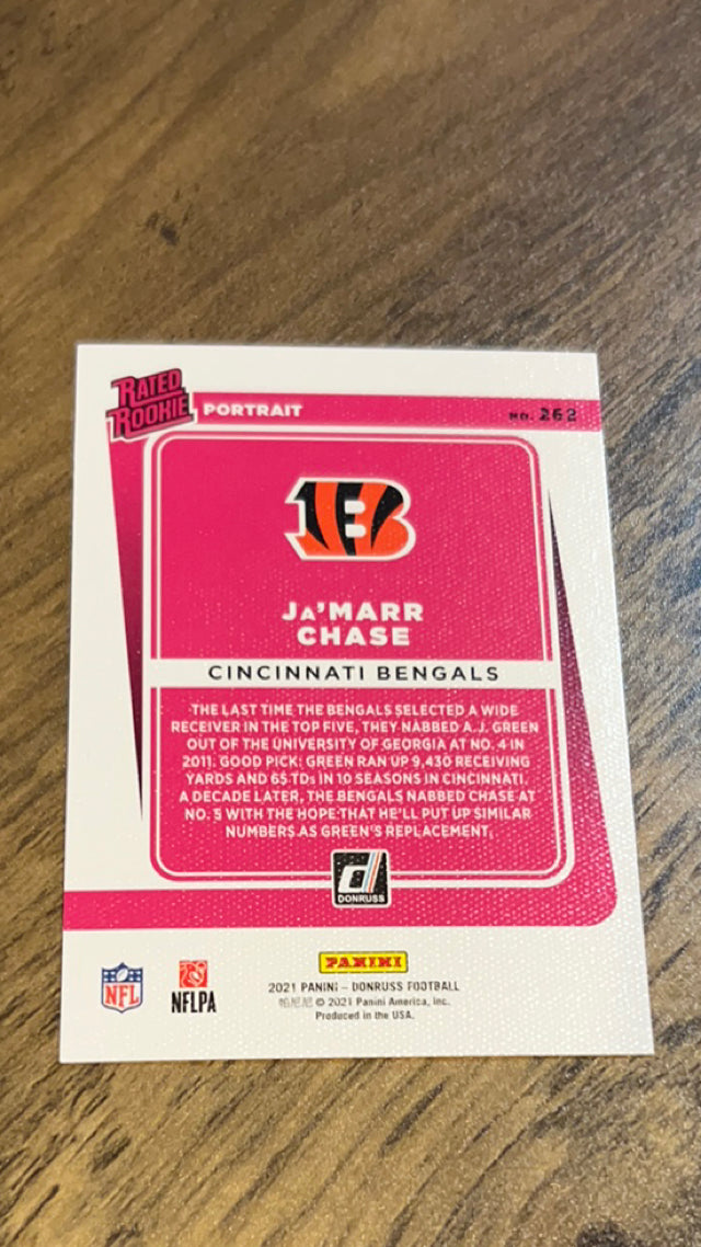 Ja'Marr Chase Cincinnati Bengals NFL 2021 Donruss: Rated Rookies Portrait 262 Donruss