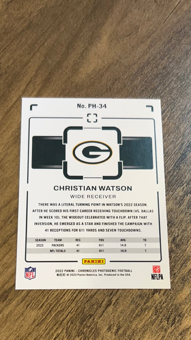 Christian Watson Green Bay Packers NFL 2022 Panini Chronicles: Photogenic PH-34 Panini