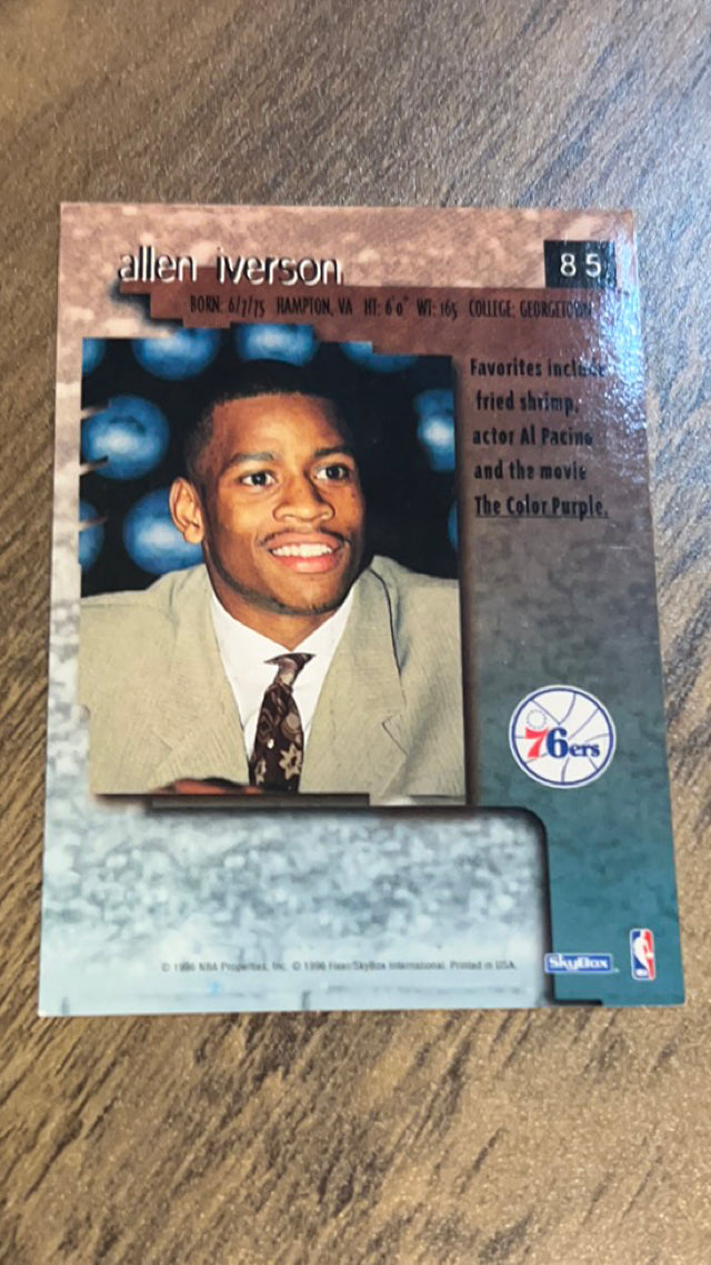 Allen Iverson Philadelphia 76ers NBA 1996-97 SkyBox Premium 85 RC Skybox