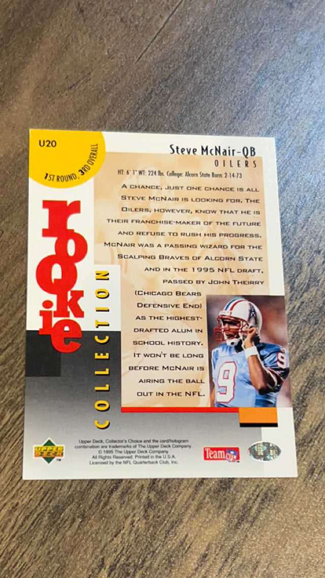 Steve McNair RCOL Houston Oilers NFL 1995 Collector's Choice Update U20 RCOL Collector's Choice