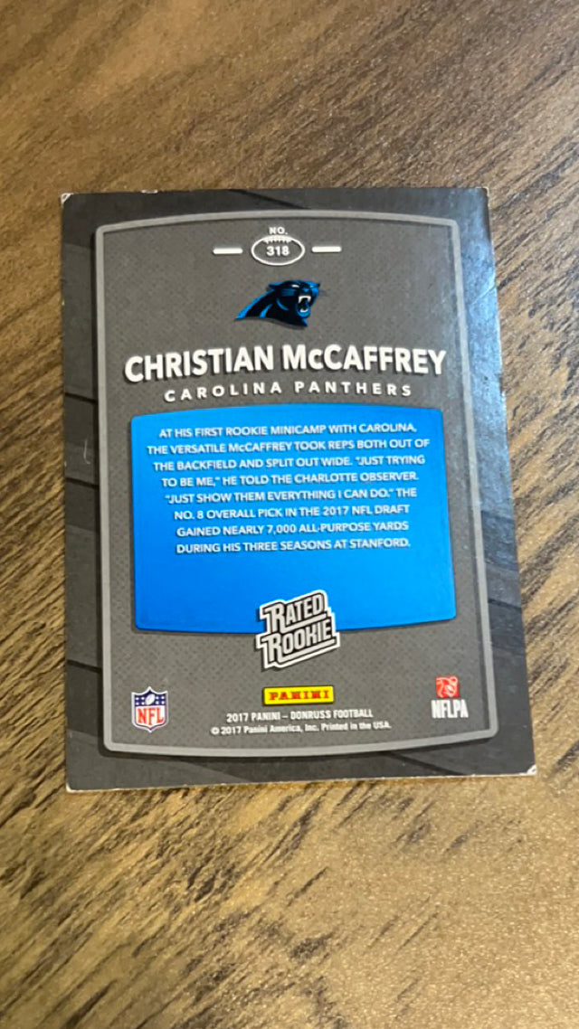 Christian McCaffrey Carolina Panthers NFL 2017 Donruss 318 RR, RC Donruss