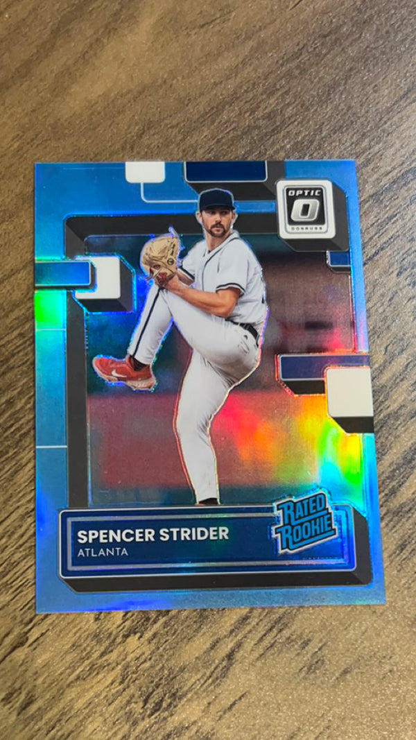 Spencer Strider Atlanta Braves MLB 2022 Donruss Optic: Carolina Blue Prizm 76 